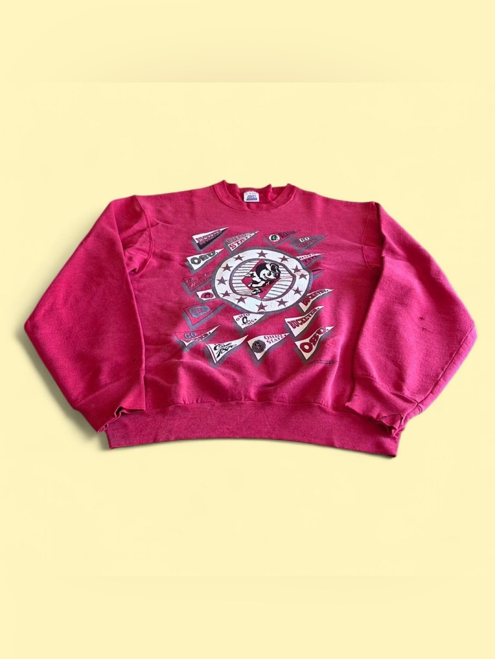 Vintage 1991 Ohio State Buckeyes Big Print Sweatshirt Red Men’s Large - Picture 1 of 7